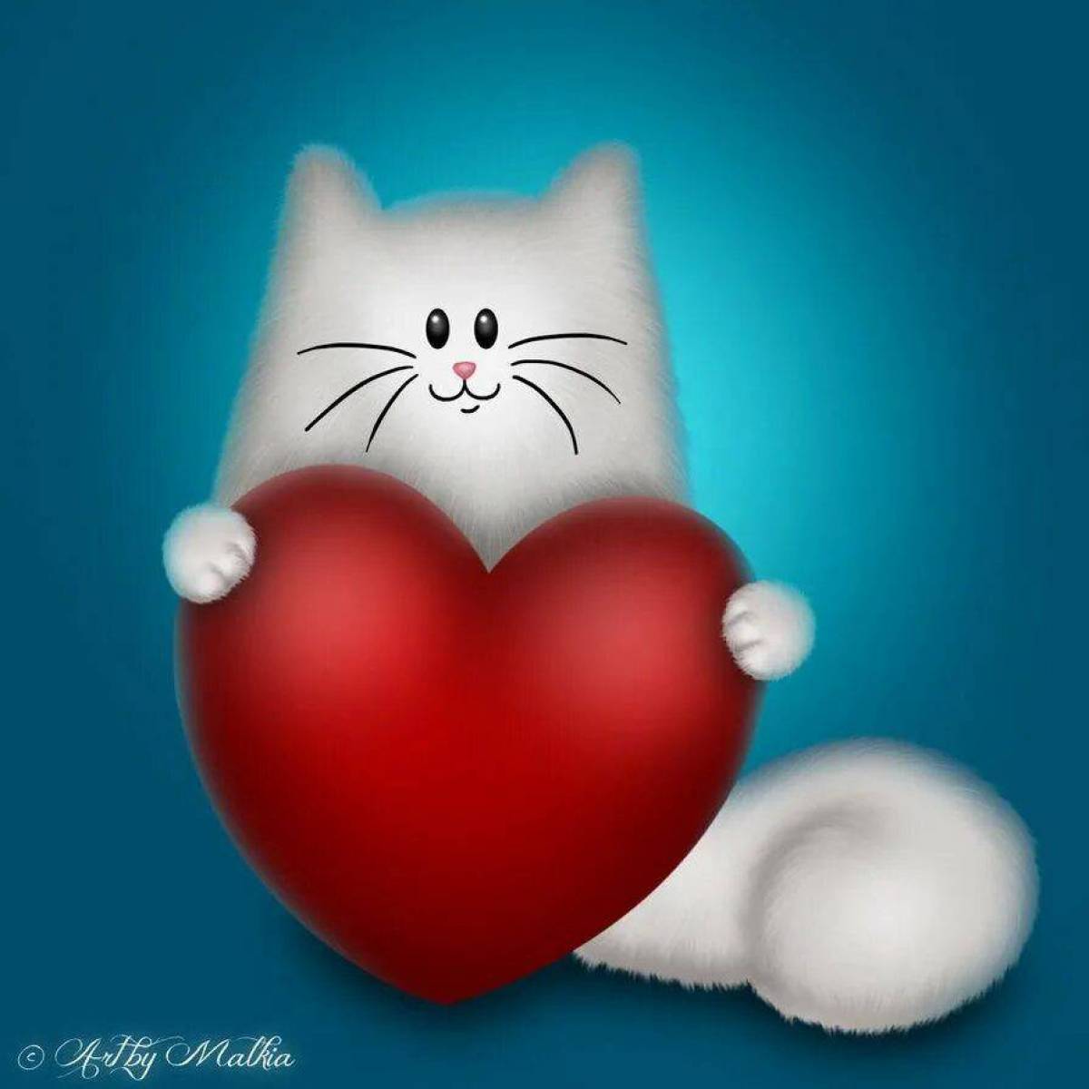 Котик с сердечком #1