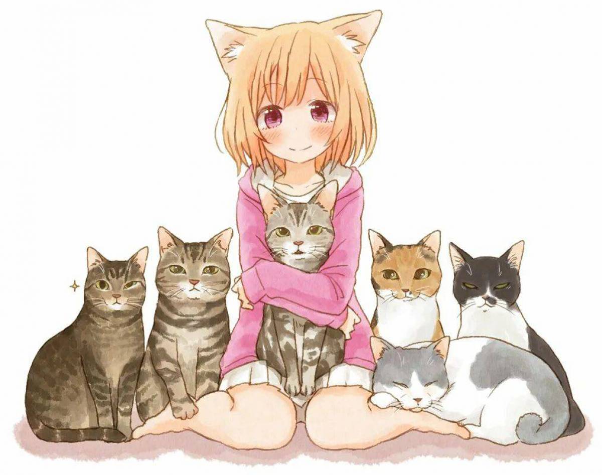 Котики девочки аниме #38