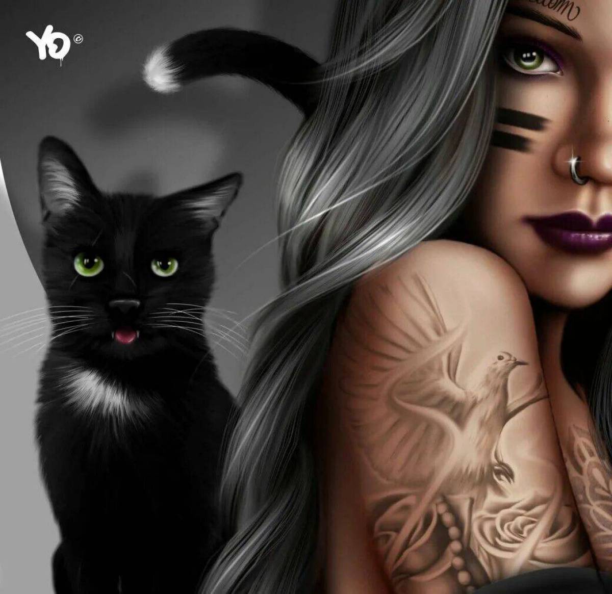 Картинка девушка с кошкой. Девушка кошка. Красивая девушка с кошкой. Девушка с кошкой арт. Девушка с черной кошкой.