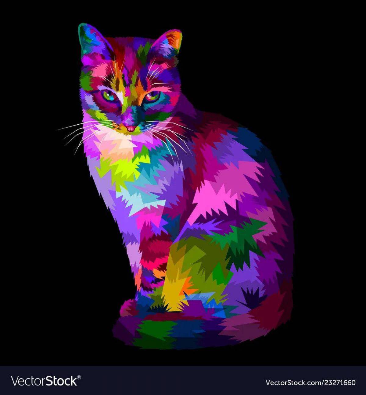 Цветные картинки кошек. Радужная кошка. Кошки цветные. Разноцветные коты. Многоцветная кошка.