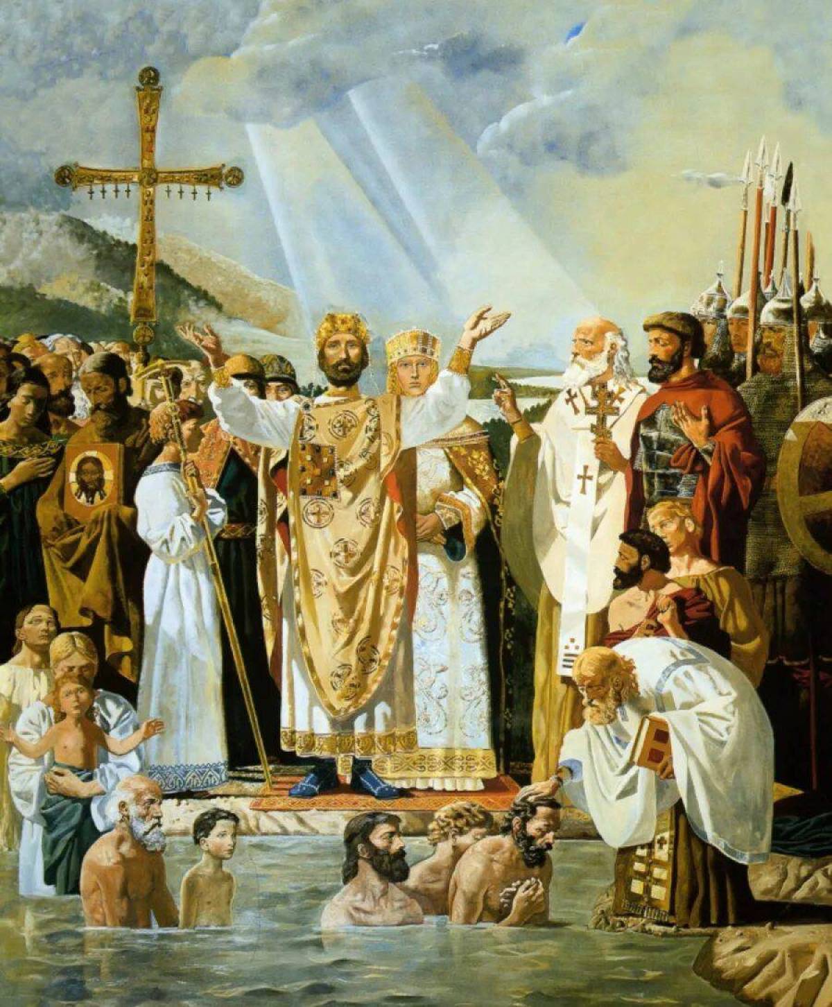 В каком веке христианство стало. Картина крещение Руси князем Владимиром Васнецова.