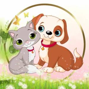 Раскраска кошечки собачки мультфильм #34 #352235