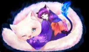 Раскраска кошка аниме девушка #25 #352293