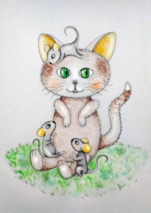 Раскраска кошка и мышка #4 #352523
