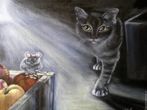 Раскраска кошка и мышка #18 #352537