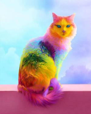 Раскраска кошка радужная #1 #352743