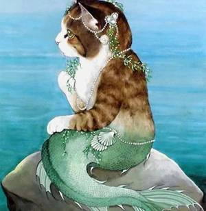 Раскраска кошка русалка #1 #352819