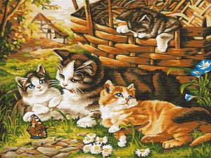 Раскраска кошка с котятами для детей #3 #352898