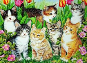 Раскраска кошка с котятами для детей #7 #352902