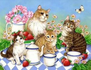 Раскраска кошка с котятами для детей #8 #352903