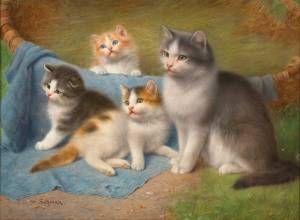 Раскраска кошка с котятами для детей #9 #352904