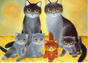Раскраска кошка с котятами для детей #10 #352905