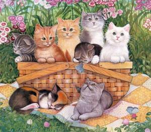 Раскраска кошка с котятами для детей #11 #352906