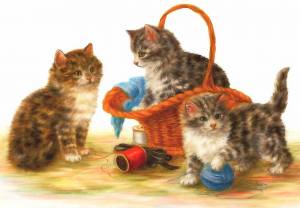 Раскраска кошка с котятами для детей #15 #352910