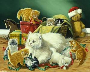 Раскраска кошка с котятами для детей #17 #352912