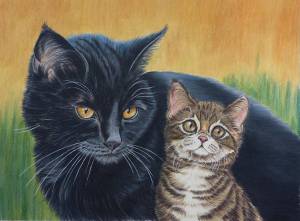Раскраска кошка с котятами для детей #18 #352913