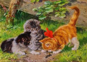 Раскраска кошка с котятами для детей #20 #352915