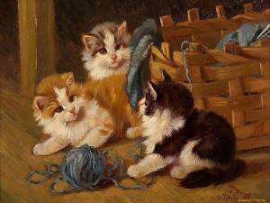 Раскраска кошка с котятами для детей #21 #352916