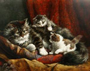 Раскраска кошка с котятами для детей #25 #352920