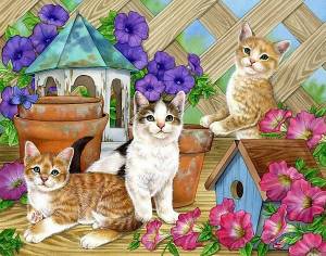 Раскраска кошка с котятами для детей #26 #352921