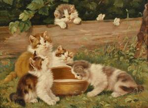 Раскраска кошка с котятами для детей #28 #352923