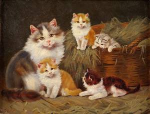 Раскраска кошка с котятами для детей #32 #352927