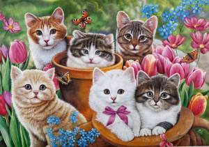 Раскраска кошка с котятами для детей #33 #352928