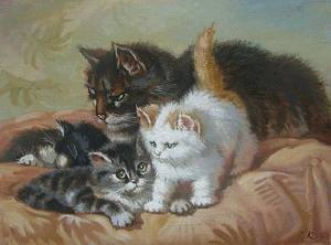 Раскраска кошка с котятами для детей #34 #352929