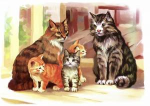 Раскраска кошка с котятами для детей #39 #352934