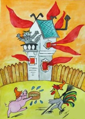 Раскраска кошкин дом для детей 4 5 лет #13 #353063