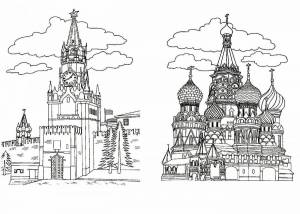 Раскраска кремль москва для детей #24 #355545