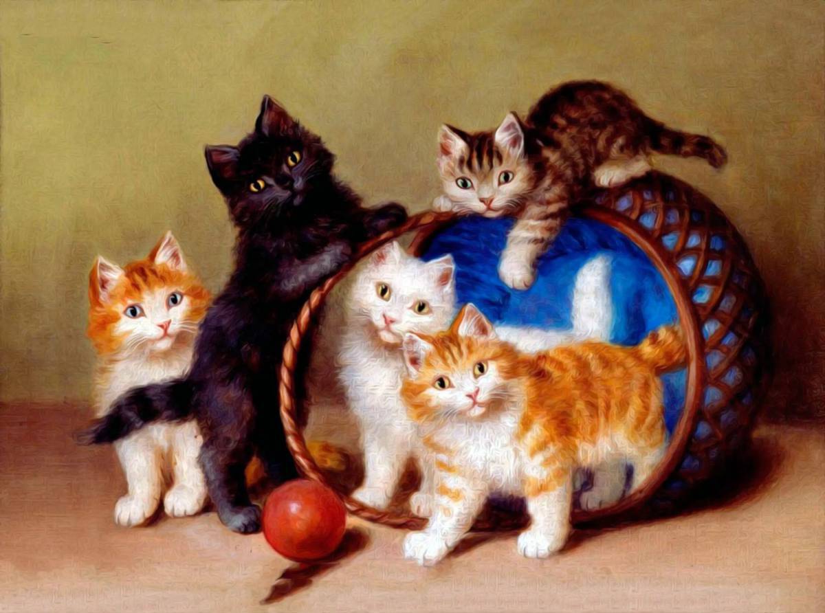 Кошка с котятами для детей #29