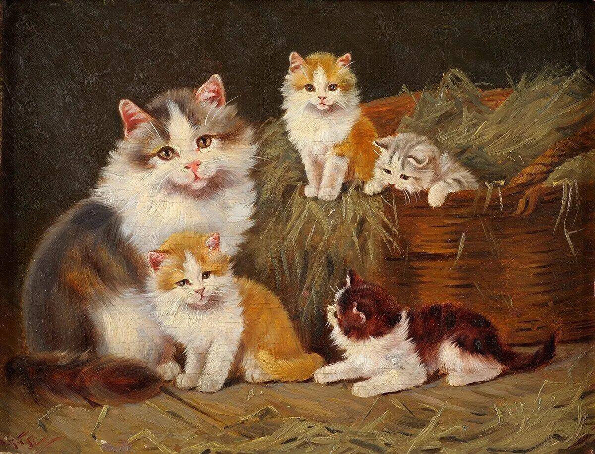 Кошка с котятами для детей #32