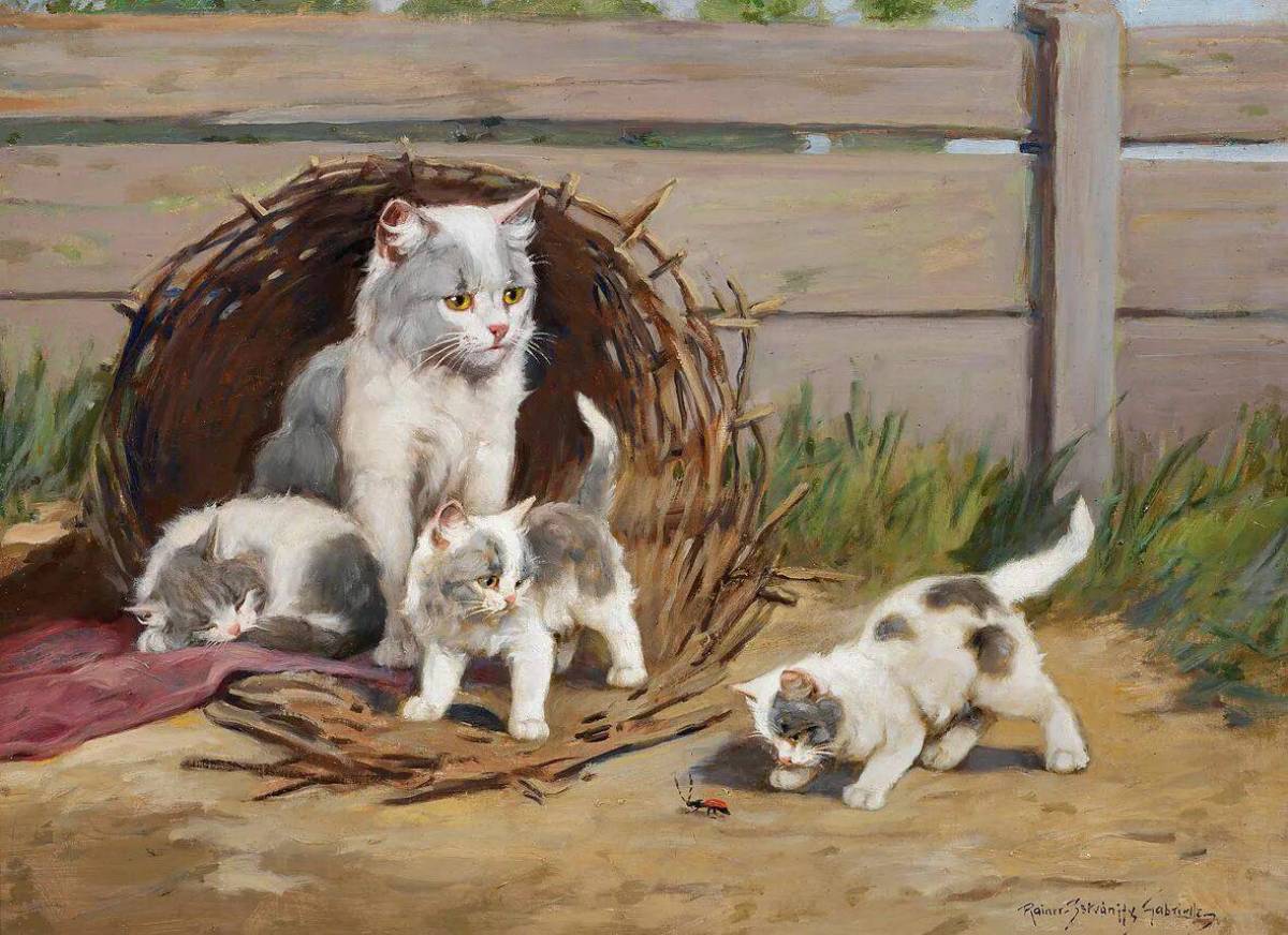 Кошка с котятами для детей #37