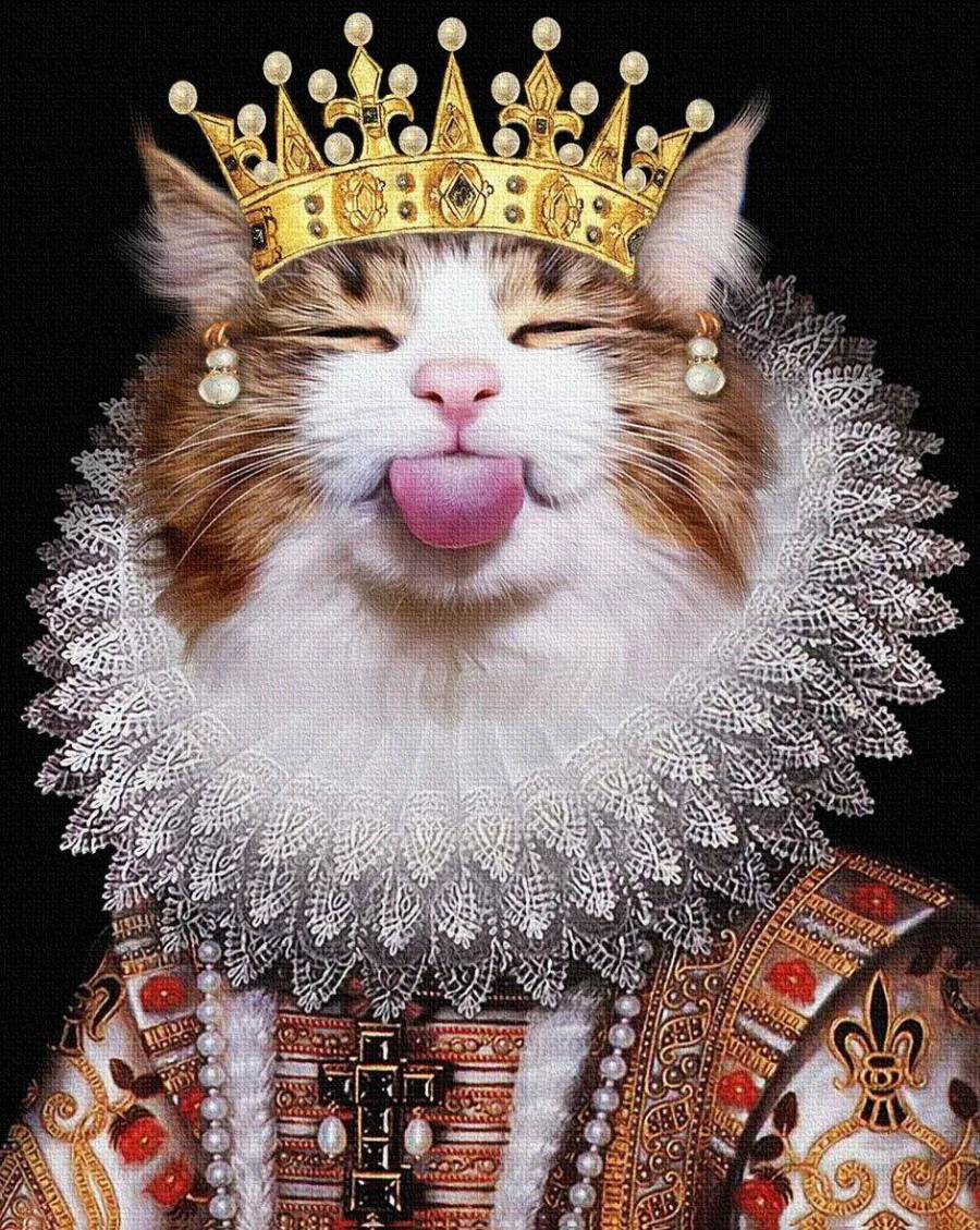 Кошечки королевы. Кот в короне. Кот царь. Кошечка с короной.