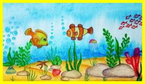 Раскраска аквариум с рыбками для детей #22 #33656