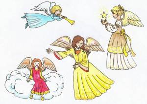 Раскраска ангела с крыльями для детей #17 #35373