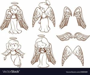 Раскраска ангела с крыльями для детей #35 #35391