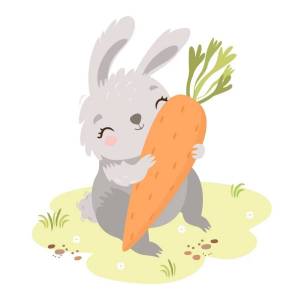 Раскраска кролик с морковкой #1 #356536