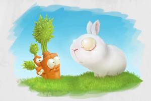 Раскраска кролик с морковкой #6 #356541