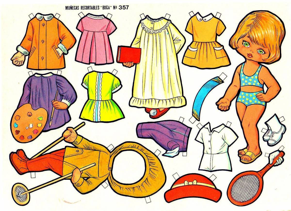 Куколки с одеждой для вырезания #30