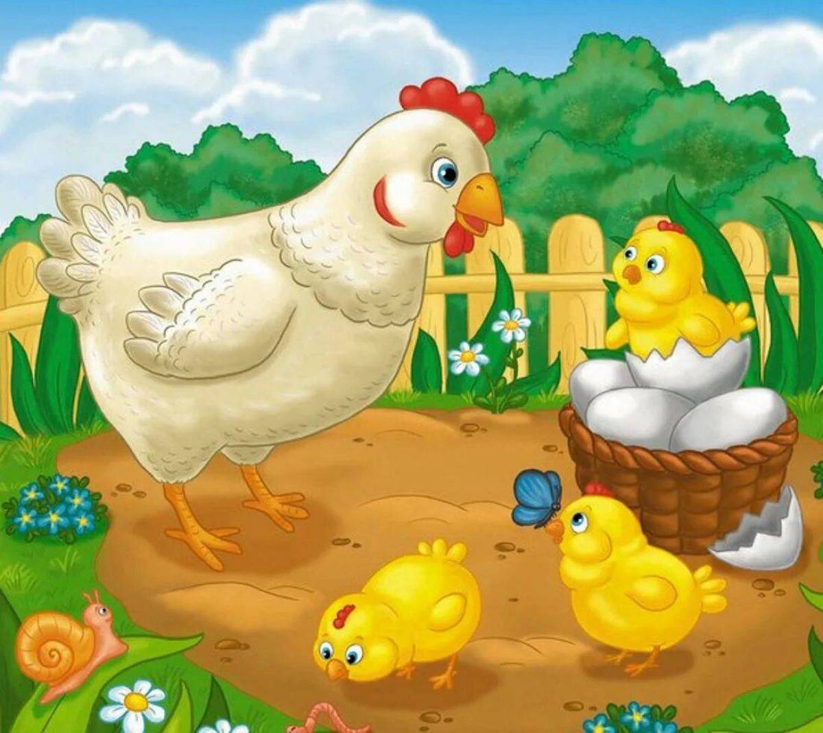 Курица с цыплятами для детей #1