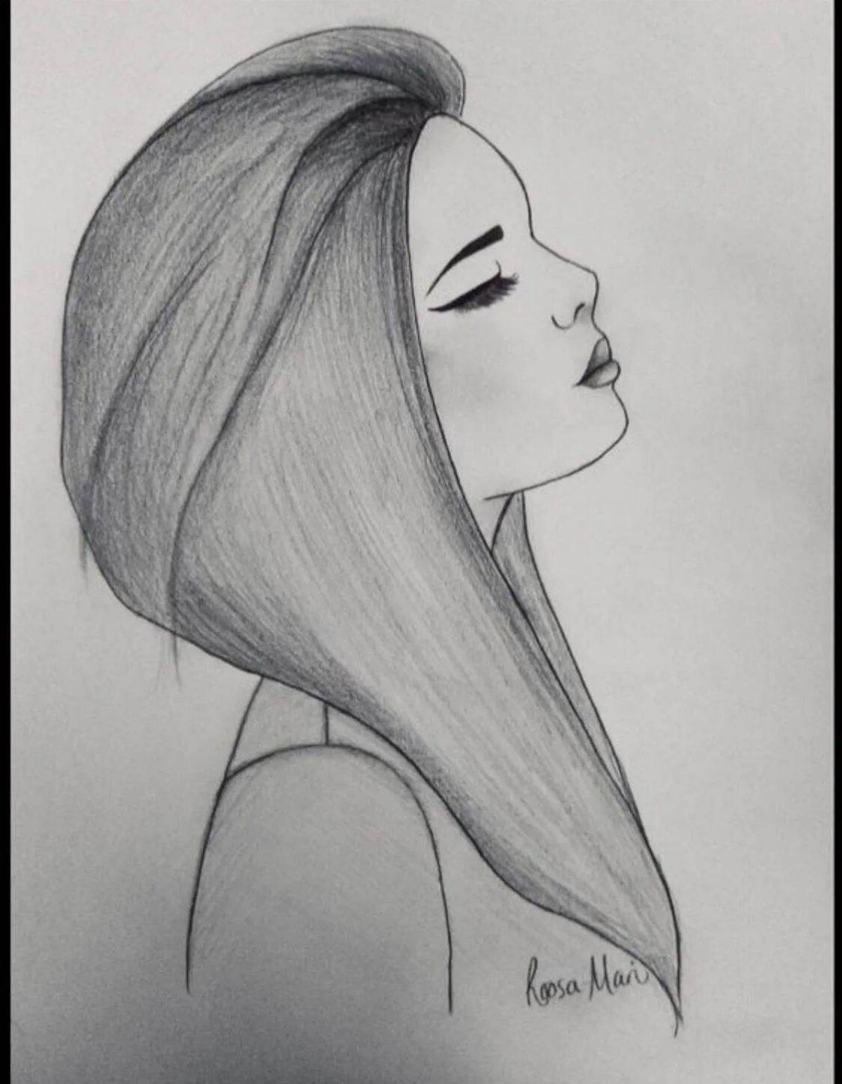 Как нарисовать девушку красивую легко и просто. Красивые рисунки карандашом. Рисунки для срисовывания. Легкие рисунки для срисовки. Рисунок девушки карандашом.