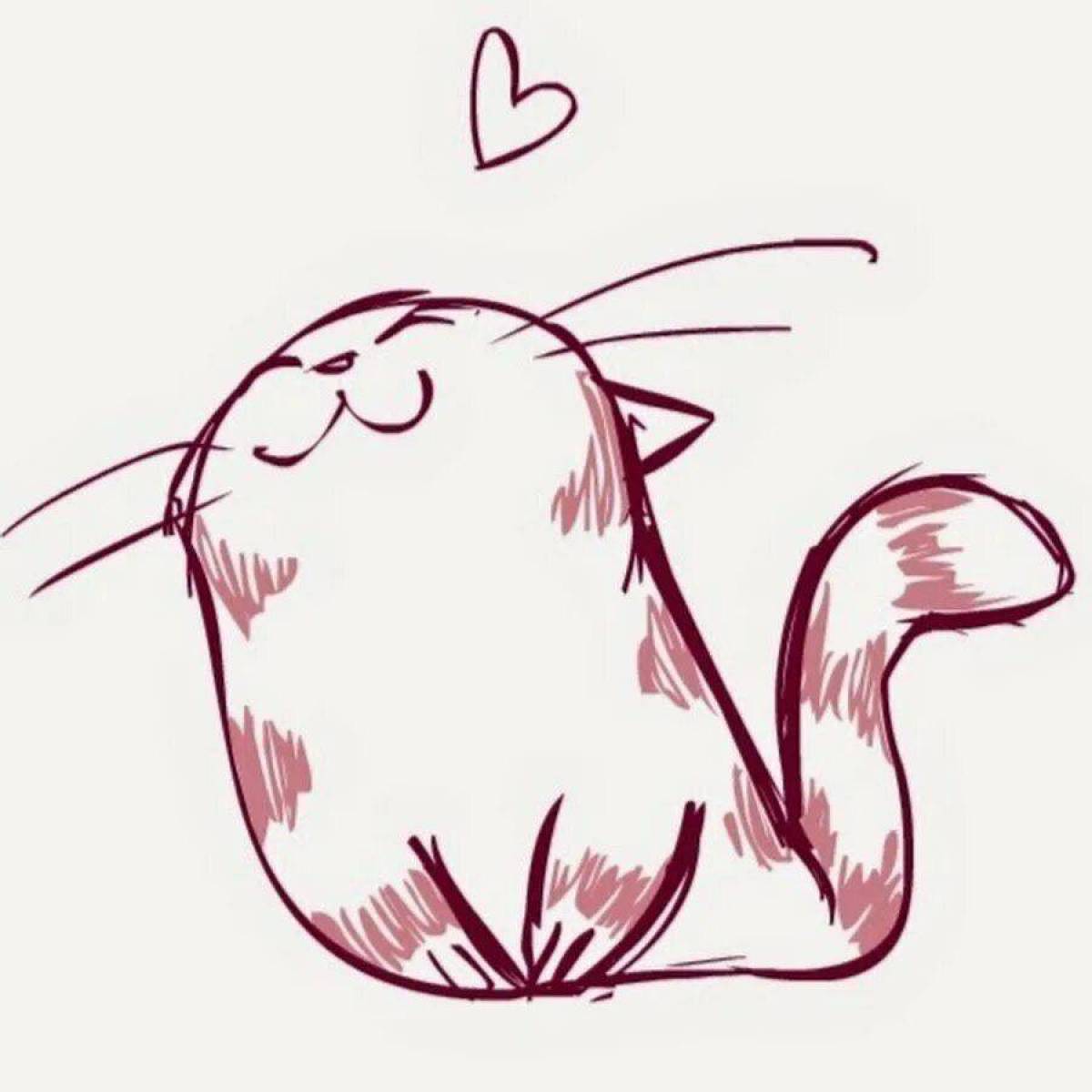 Милый котик рисунок карандашом легкий