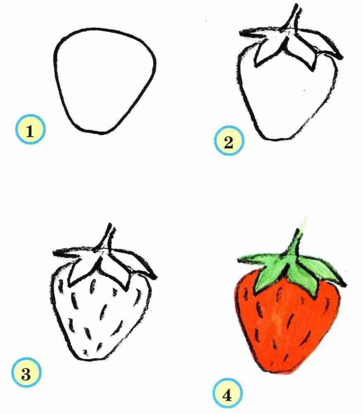 Легкие рисунки красивые 7 лет. Легкие рисунки. Поэтапное рисование фрукты. Поэтапное рисование овощей и фруктов. Фрукты для рисования детям.