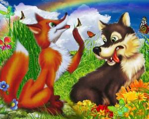Раскраска лиса и волк для детей #1 #370865