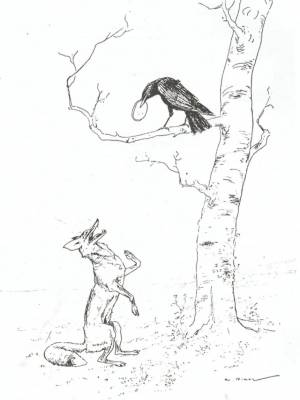 Раскраска лисица и ворона басня #19 #371358