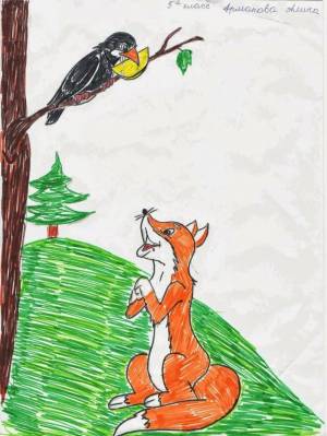 Раскраска лисица и ворона басня #24 #371363