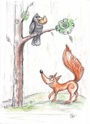 Раскраска лисица и ворона басня #30 #371369