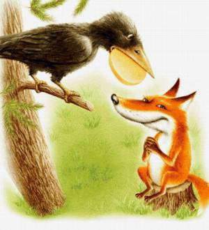 Раскраска лисица и ворона басня #34 #371373